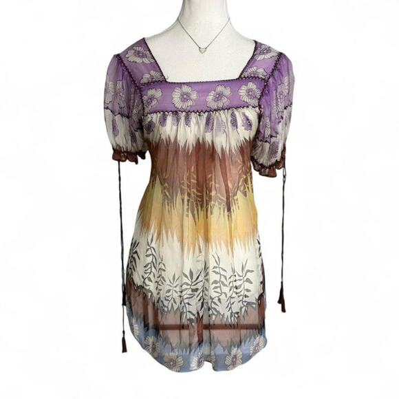 ECI Dresses & Skirts - Eci Silk Woman New York purple floral silk dress flowly coquette Size L 14 NWT
